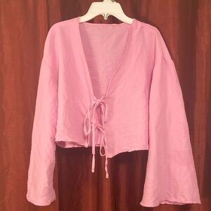 SHEIN Pink Polyester Long Sleeve Blouse